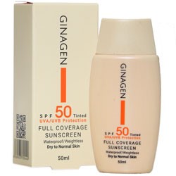 کرم ضد آفتاب رنگی SPF50 پوست خشک ژیناژن