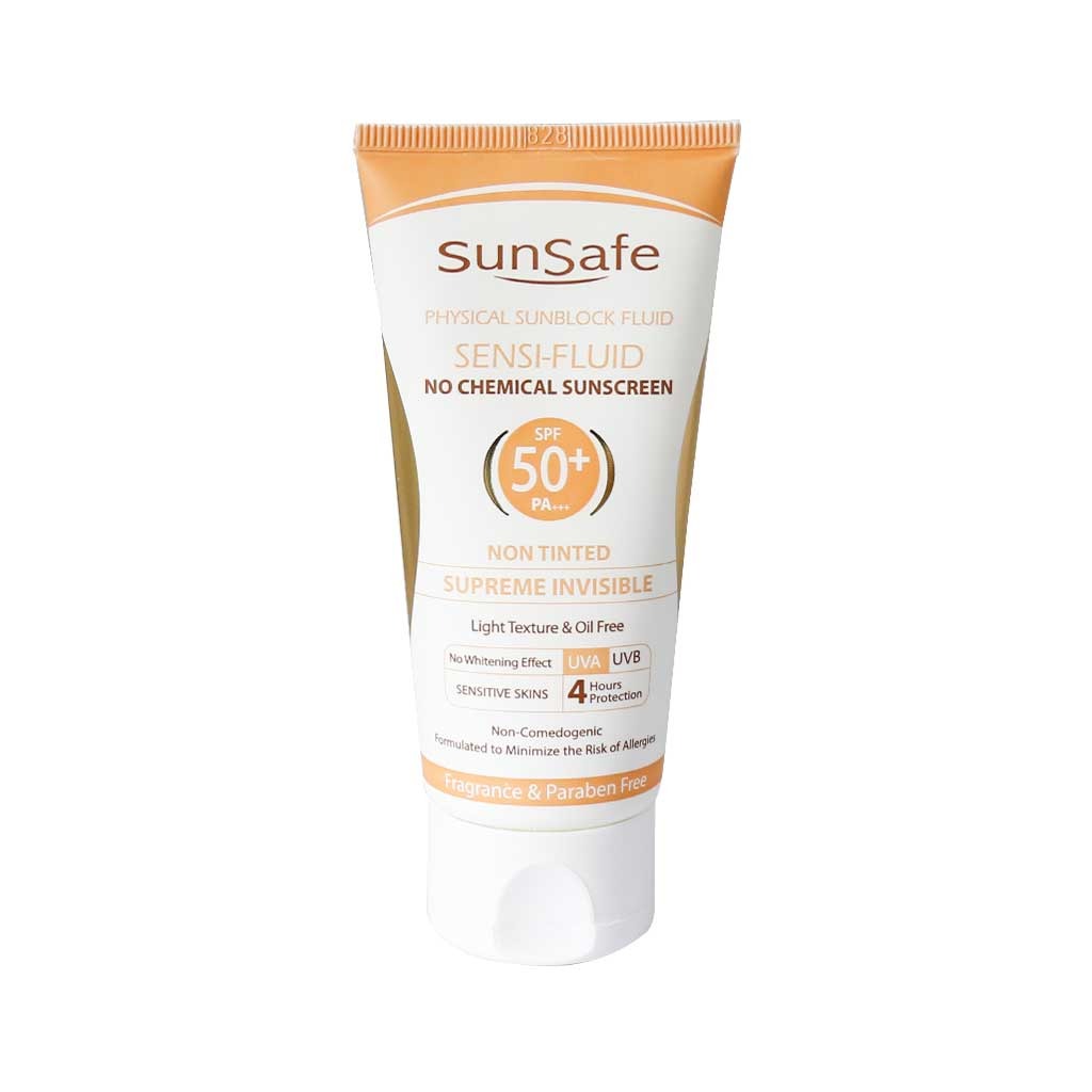 فلوئید ضد آفتاب SPF50+ فیزیکال مناسب پوست ‌های حساس سان سیف 50 میل