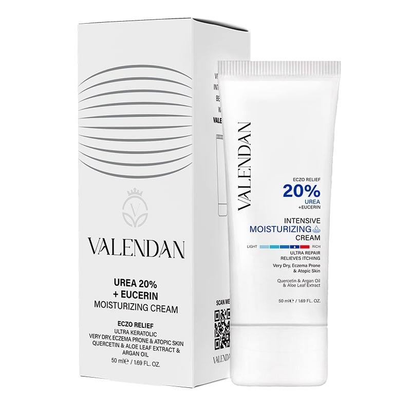 کرم مرطوب کننده قوی پوست حاوی 20٪ اوره و اوسرین intensive moisturizing cream urea 20%+eucerin برند ولندان