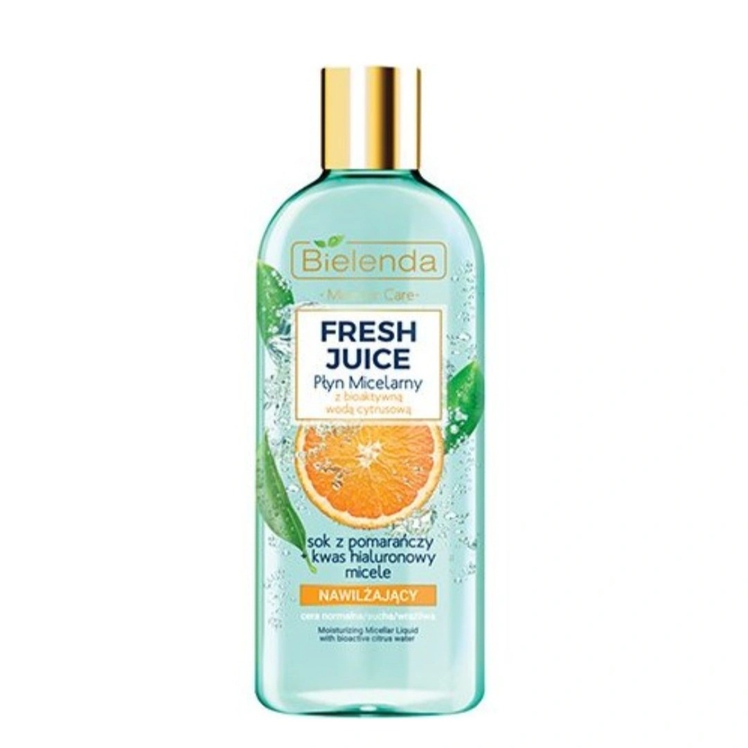 میسلار واتر سم زدا و آبرسان پرتقال مناسب برای پوست‌های نرمال،خشک و حساس fresh juice micellar with water orange juice bielenda برند بی یلندا