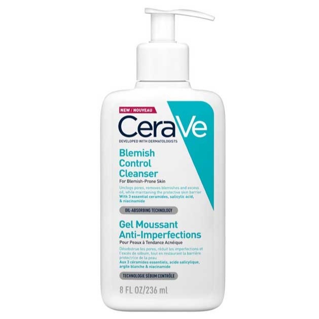 ژل شستشو پوست صورت ضد لک پوست های چرب و جوشدار CeraVe blemish Control Cleanser برند سراوی