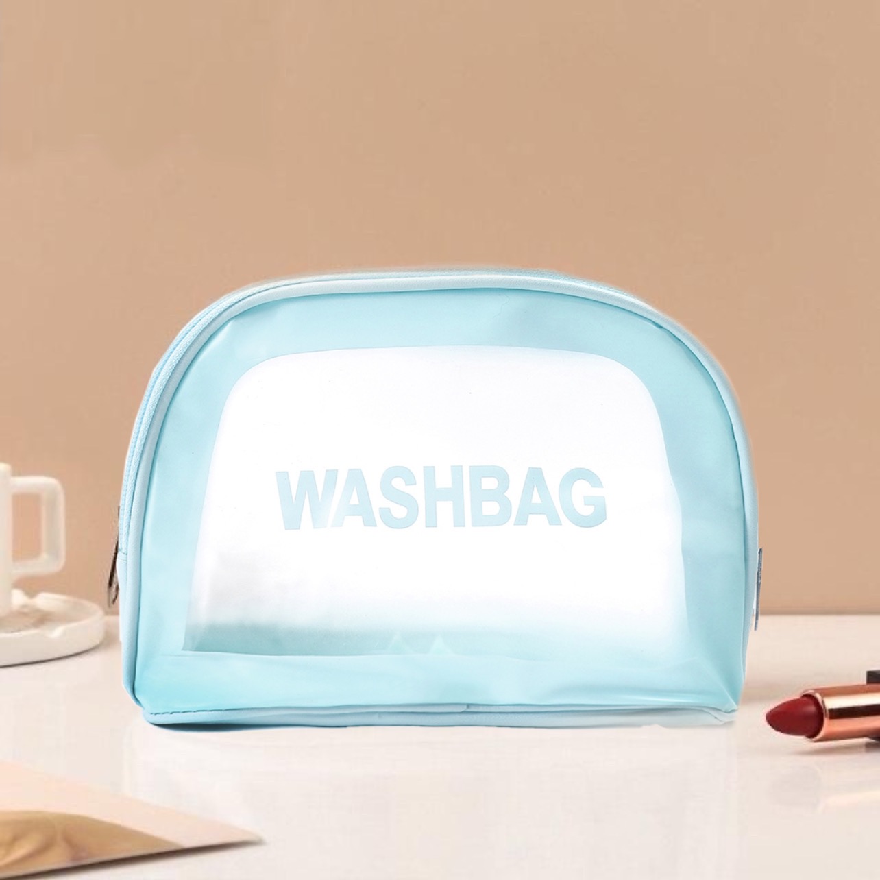 ‎کیف آرایشی و بهداشتی سایز کوچیک ضدآب رنگ آ‌بی ‎واش بگ