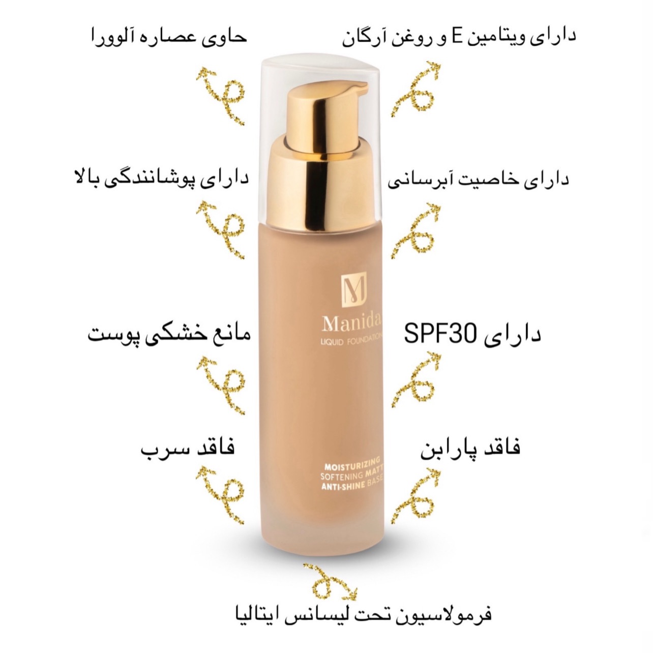 کرم پودر آبرسان مانیدا manida anti shine foundation