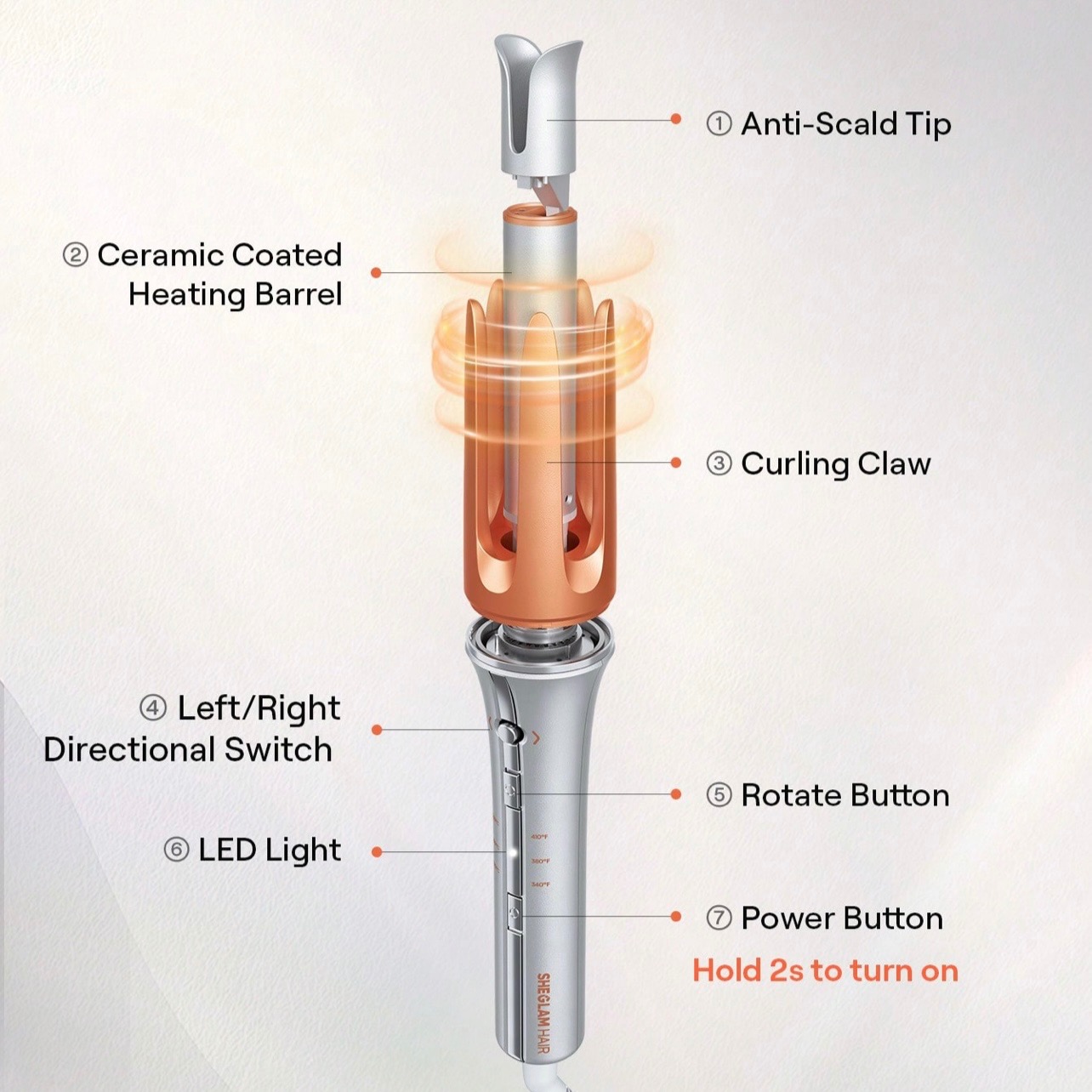 دستگاه کرلی مو اتوماتیک شیگلم سایز درشت 32mm